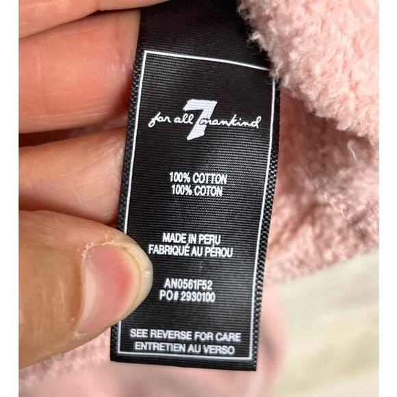 7 For All Mankind Womens small pink embroidered sweatshirt raven Crew Neck top - Picture 7 of 7